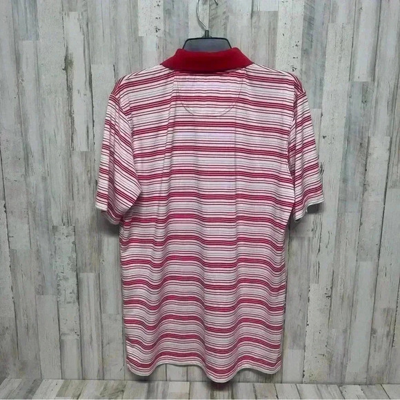 Texas Tech Red Raiders Russell Golf Polo Shirt Size Large Red/White Striped - Picture 4 of 4